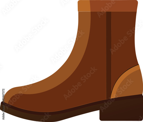 Shiny polished brown leather boot vector illustration for fashion and footwear design transparent background