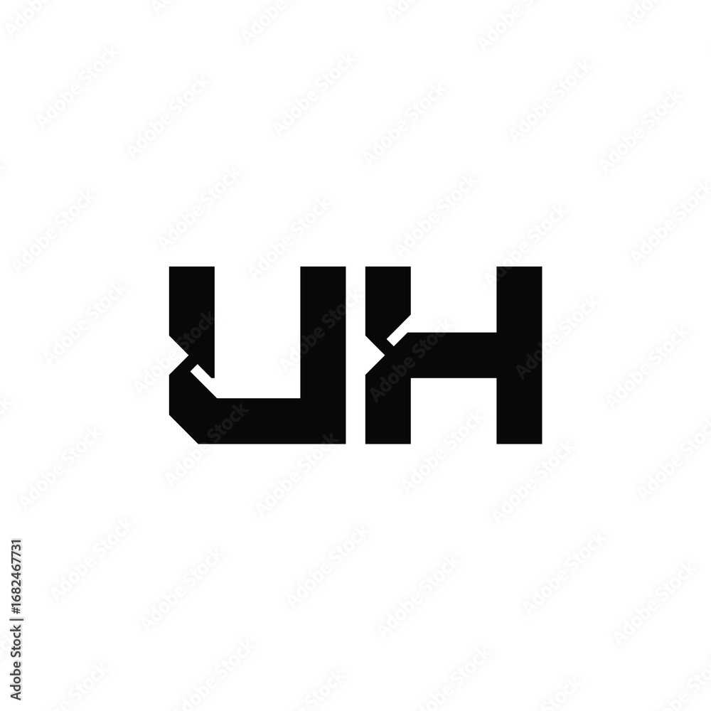 Obraz premium UH monogram logo design letter text name symbol monochrome logotype alphabet character simple logo
