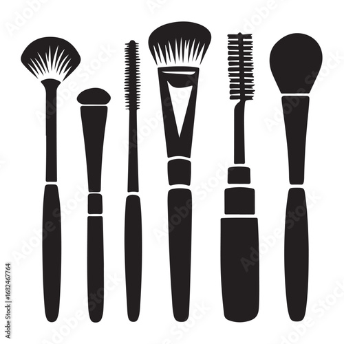 Brushes makeup silhouette vector 