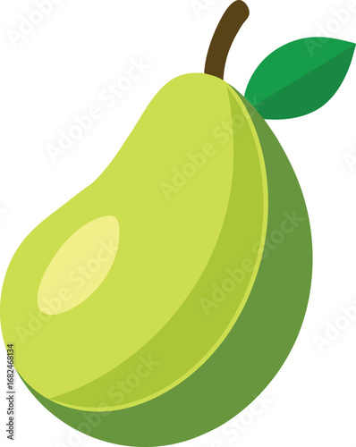 Crisp green pear slice freshly cut vector illustration scalable eps graphic fruit food element transparent background
