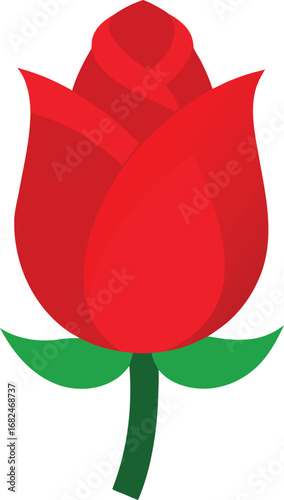 Elegant red rosebud vector illustration isolated on white for romantic designs transparent background