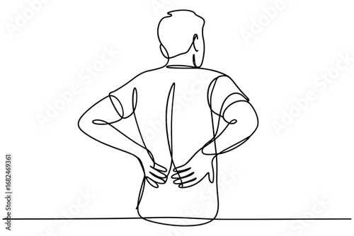 Person experiencing lower back pain with hands on hips