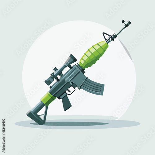 AK Style Rifle with Grenade Launcher Modification - AI Generated