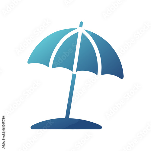 Blue beach umbrella on white background shade sun protection