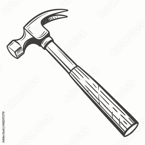 Claw Hammer Tool With Wooden Handle carpentry construction