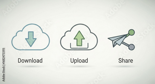 Download upload share icon vector graphic illustration for web design and mobile app interface design use