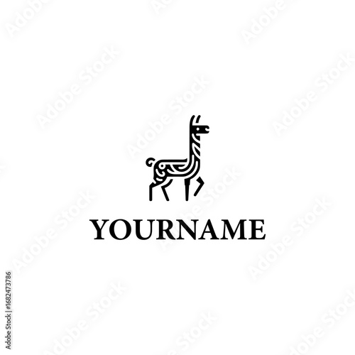 Llama logo design with company name, simple and elegant branding.
