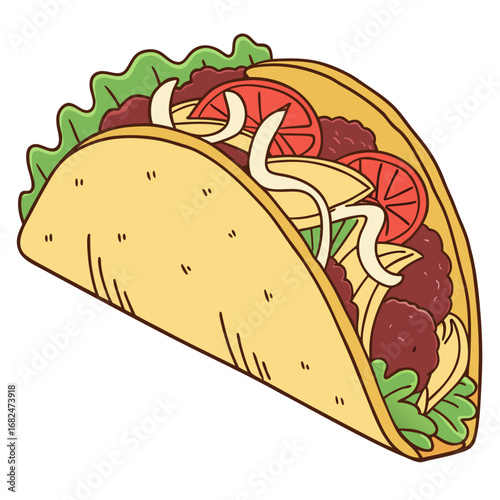 Delicious taco with lettuce tomato and cheese food mexican food