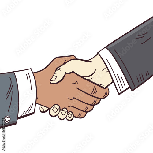 Diverse hands shaking in agreement handshake business