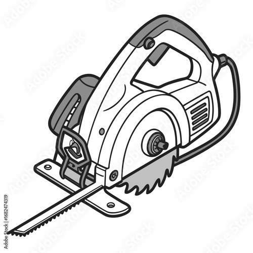Electric saw with grey and black accents power tool cutting tool