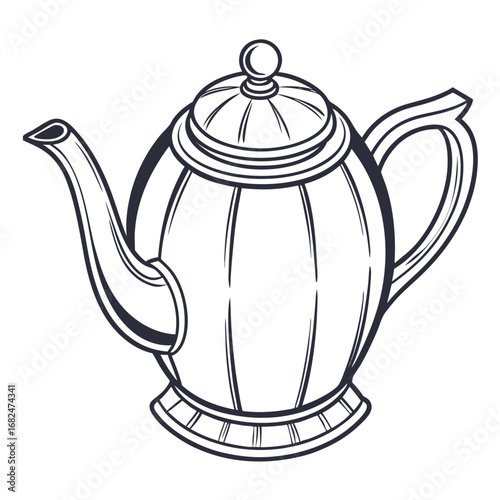 Elegant dark lined teapot with rounded lid and handle kettle beverage