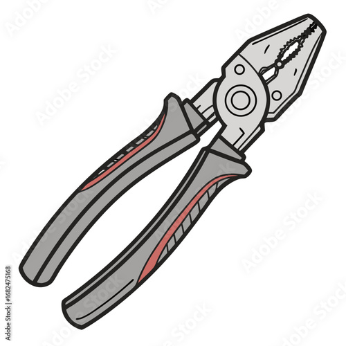 Gray pliers with red accents tool gripping