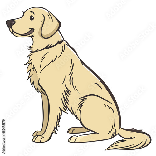 Happy Golden Retriever Dog Sitting vector