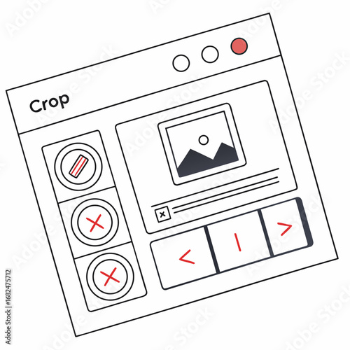 Image editing interface with crop and navigation controls cropping tool digital art