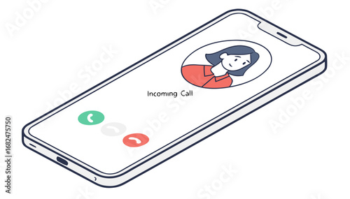 Incoming phone call on smartphone screen incoming call user interface