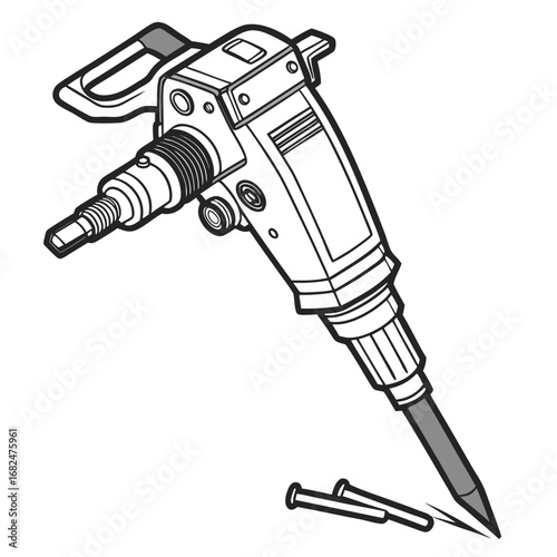 Jackhammer tool with chisel and drill bits construction heavy duty