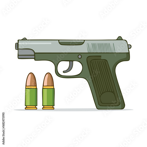 Classic Semi-Automatic Handgun with Textured Grip - AI Generated