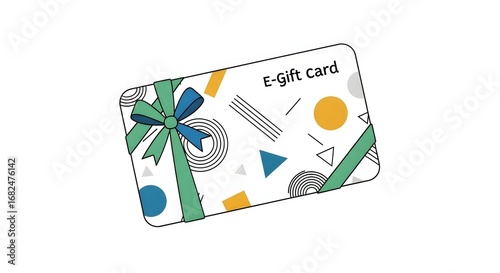 Modern E-Gift Card Design with Geometric Patterns and Festive Bow