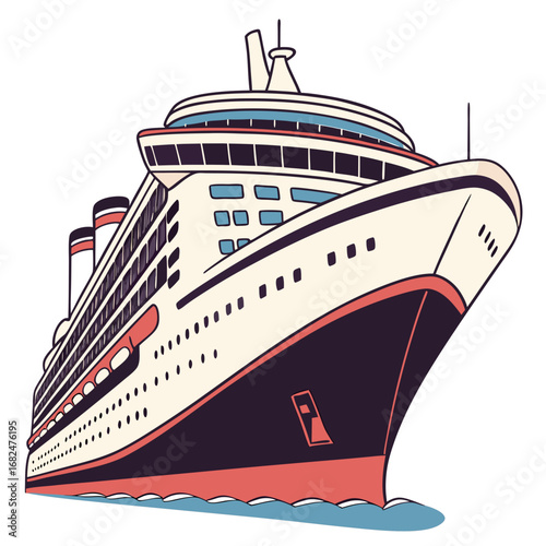 Large cruise ship sailing on blue water ocean liner passenger ship