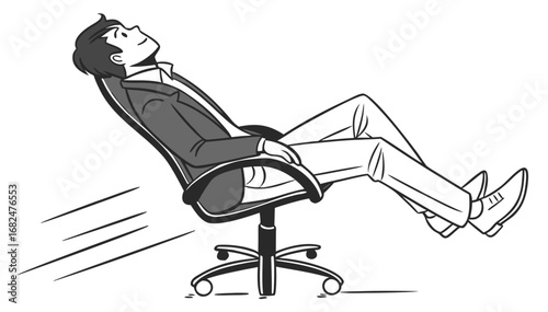 Man in suit reclining in office chair relaxed