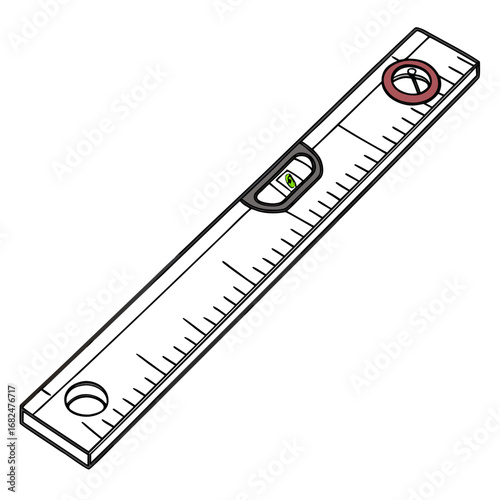 Metal spirit level with bubble and markings measuring tool construction