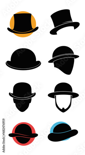 Collection of iconic black hats for men featuring different styles and elegant designs