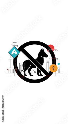 No dogs allowed sign indicating restriction for pets in public spaces or businesses
