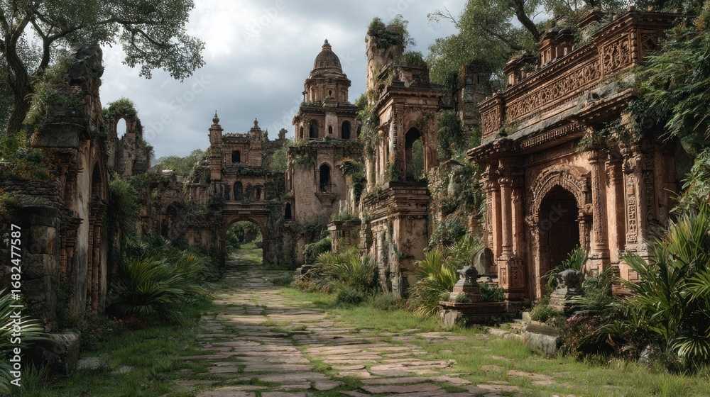 Fototapeta premium Ancient ruins overgrown by nature