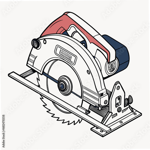 Red and blue circular saw tool power tool woodworking
