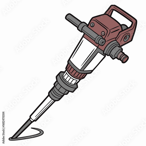 Red and grey jackhammer tool construction industrial