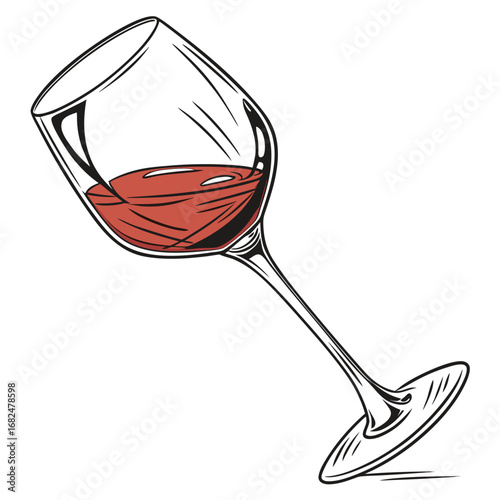 Red wine in a tilted glass wine glass beverage