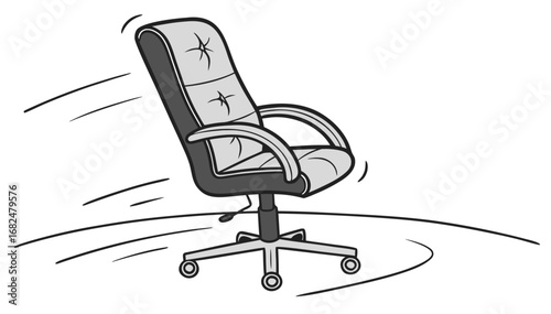 Swiveling office chair with motion lines swivel chair rolling chair