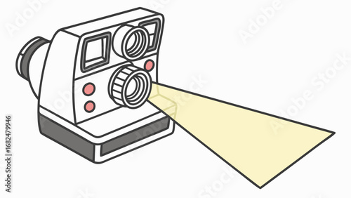 Vintage camera flash light beam instant camera photography
