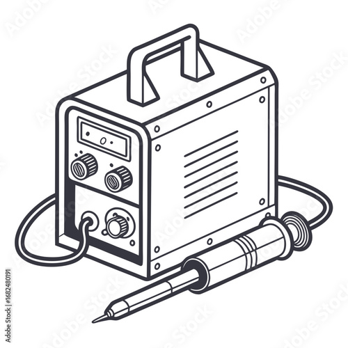 Welding machine with torch and controls industrial equipment