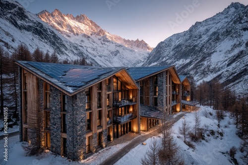 Stunning Alpine Lodge Surrounded by Majestic Snowy Mountains