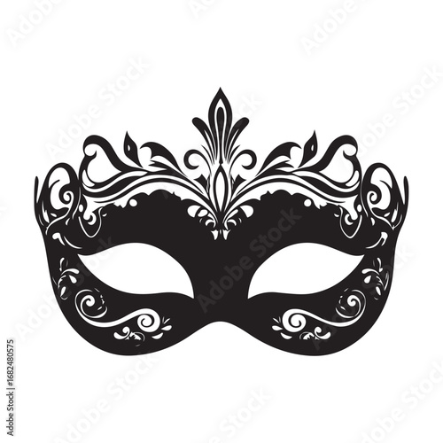 carnival mask silhouette vector icon 