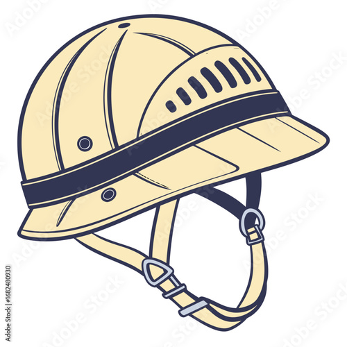 Yellow pith helmet with dark blue trim and chin strap safari hat explorer hat