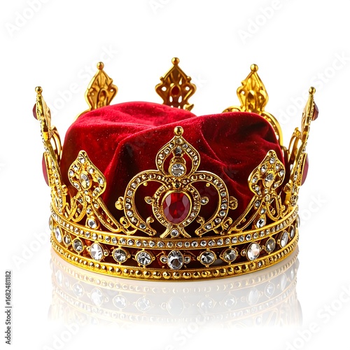 Ornate gold crown with red velvet (1)