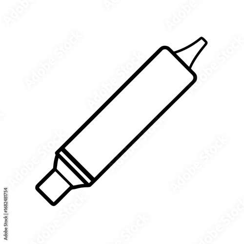 Simple white highlighter pen icon on black background