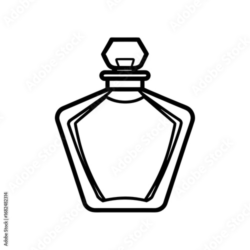 Elegant perfume bottle outline on black background