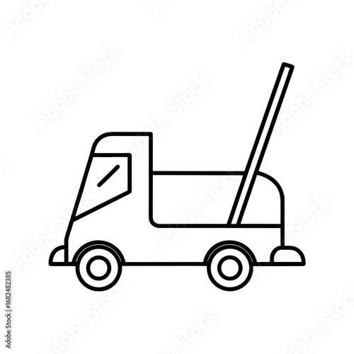 Simple line art icon of a tow truck with a tow bar