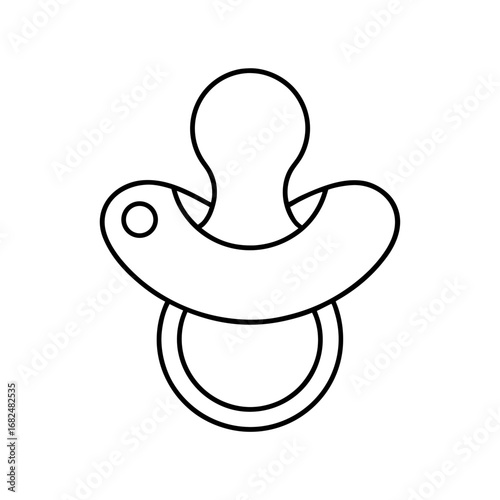 Simple white pacifier icon on black background