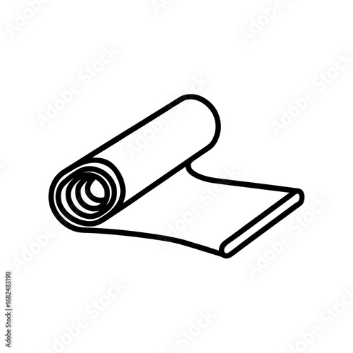 Rolled up yoga mat icon on black background