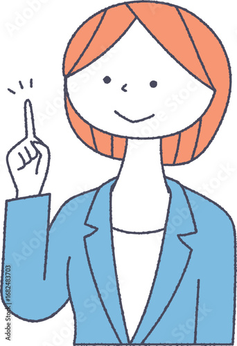 ポイントを説明するスーツを着た女性