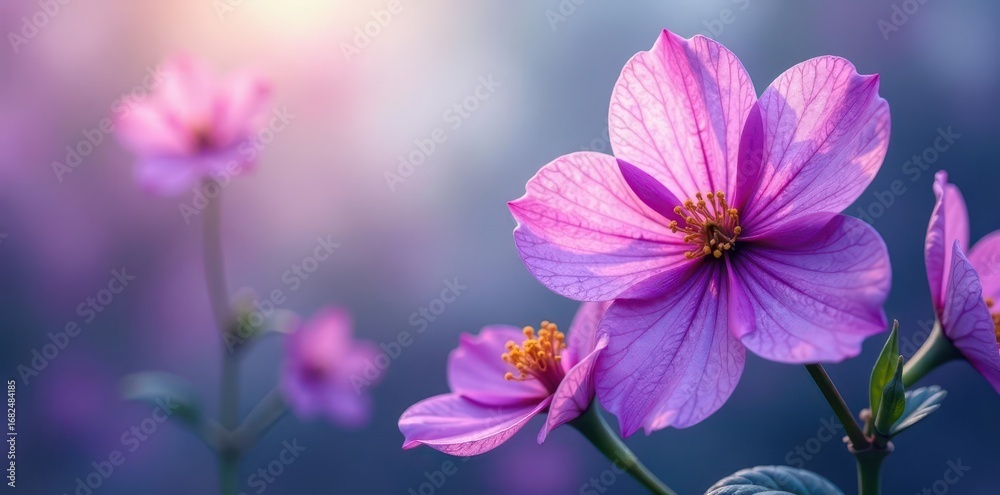 Obraz premium Close-up purple watercolor flowers, lush detail , floral background, flora