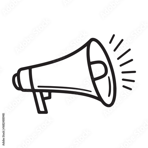 megaphone silhouette line art vector illustration with a white background 