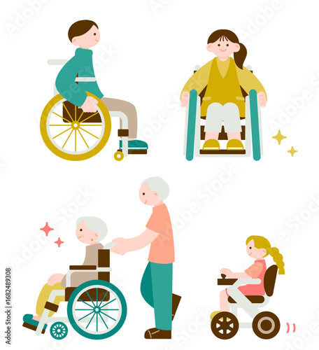 高齢者・若者・子ども・車椅子ユーザーの優しいイラスト