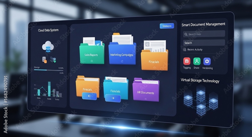 Fototapeta premium Modern Digital Workplace Interface for Efficient Document and Data Management