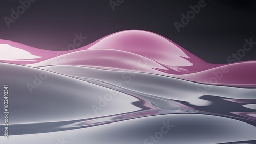 Abstract Purple and Silver Liquid Waves: Sleek, Modern, Elegant Background Texture