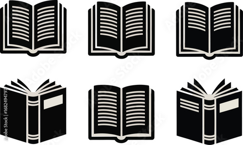 Top-Ranking Book Vector Icons  Clean Open Book & Bookmark Symbols for Education, Publishing, Web UI & Print Design Projects